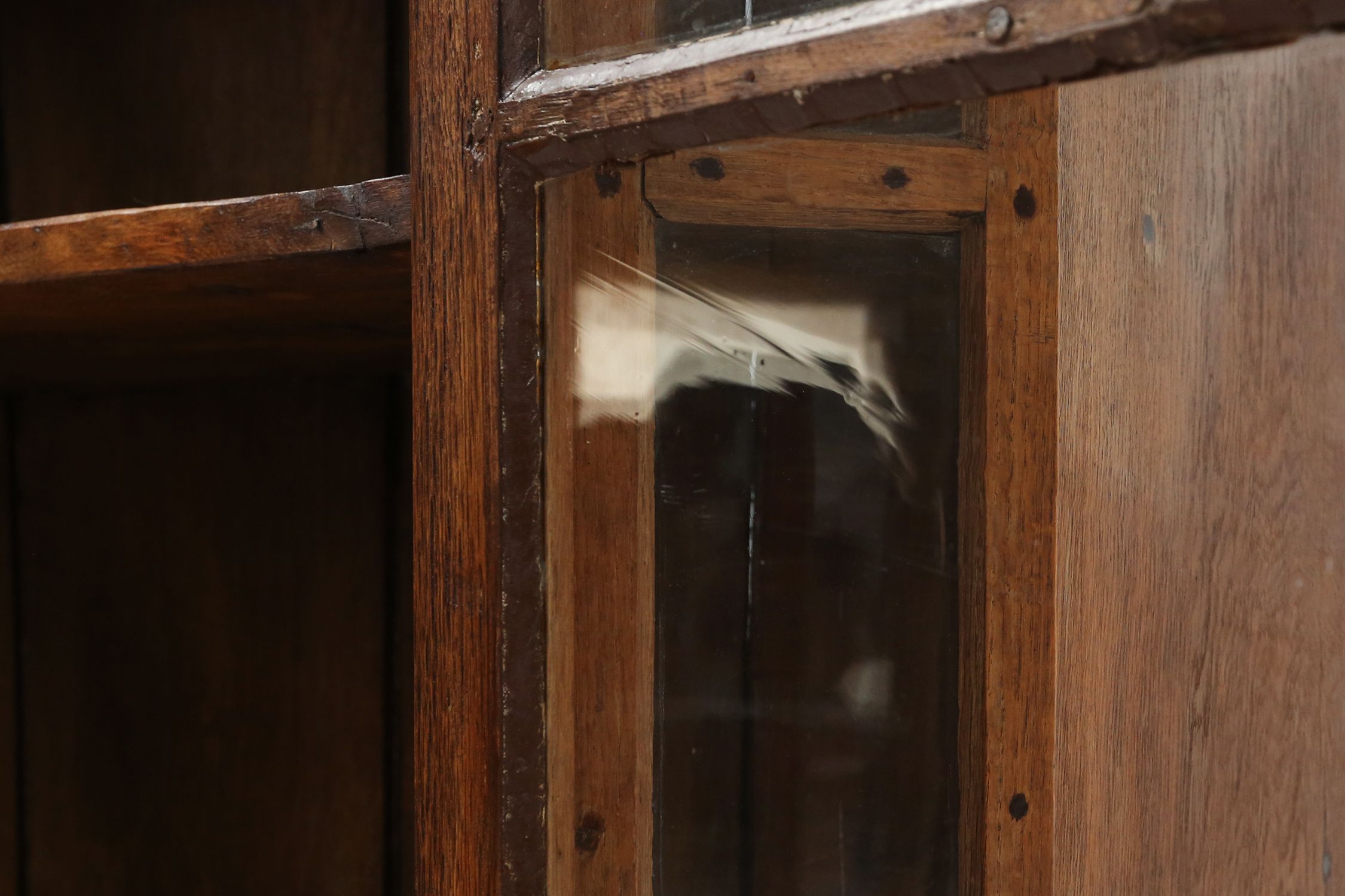Early 18th Century Vitrine Cabinet in oak with original glass windows, Germanythumbnail